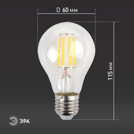 LED Lamp ERA F-LED A60-15W-827-E27 15W Filament Pear Warm White Light E27