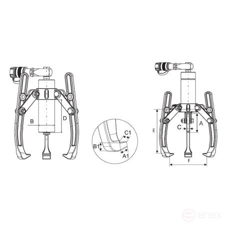 Съемник гидравлический NORGAU Industrial 6 т, NHPC-6