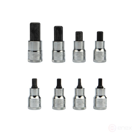 Набор торцевых головок со вставками NORGAU Industrial 1/2”, 8 предметов, NI198-H517 в металлическом ящике