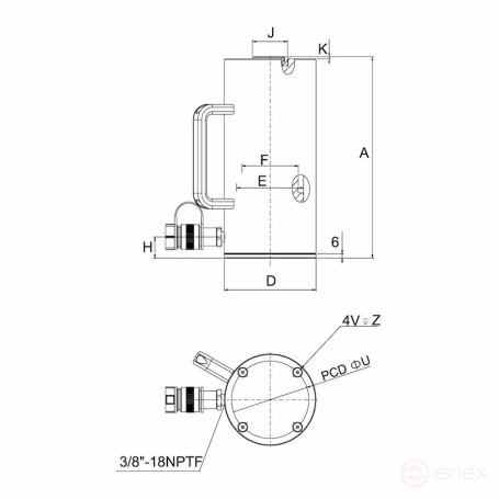 Hydraulic cylinder NORGAU Industrial aluminum single-acting NCML100-200