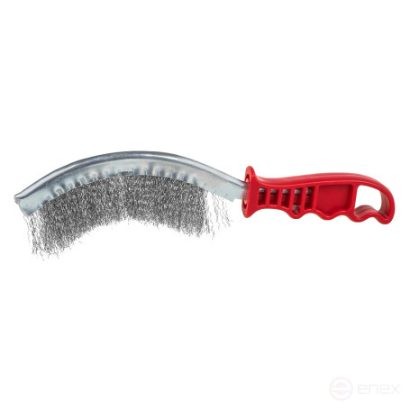 Curved metal stripping brush with plastic handle, wire d=0.3mm ARNEZI R8040302