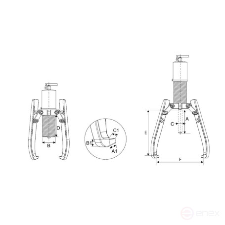 Set of hydraulic pullers NORGAU Industrial with integrated pump NHPP-6SET, 6t, 10 pieces