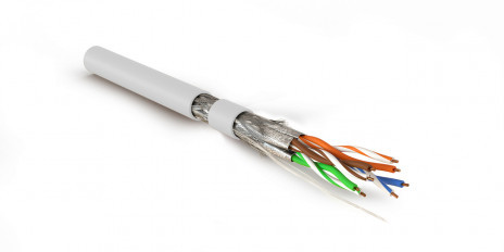 SFTP4-C7A-S23-IN-LSZH-WH-500 (500 m) Twisted pair cable, shielded S/FTP, category 7A (1000MHz), 4 pairs (23 AWG), single core (solid), LSZH (ng(A)-HF), white