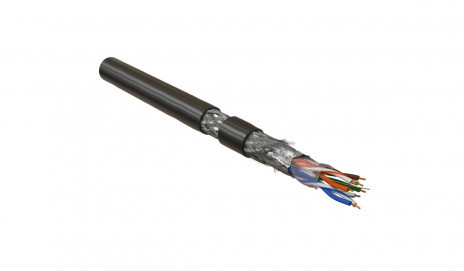 SFUTP4-C5E-P26-IN-PVC-BK-305 (305 m) Twisted pair cable, shielded SF/UTP, category 5e, 4 pairs (26 AWG), stranded (patch), foil + copper braid, PVC, -20°C – +75°C, black