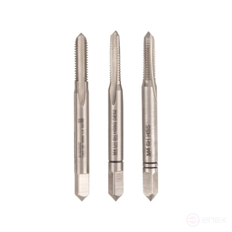 Set of manual taps NORGAU Industrial left rotation M4, HSS, 3 pieces