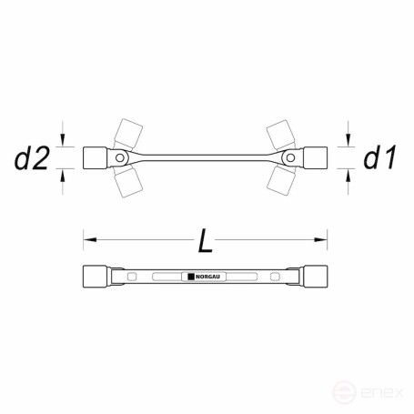 Ключ гаечный торцевой шарнирный двусторонний NORGAU Industrial 14x15, N34
