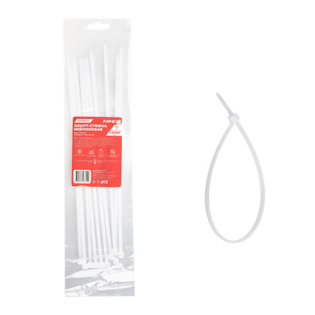 Nylon yoke 4.8x300 mm, white 10 pcs Arnezi A0903042