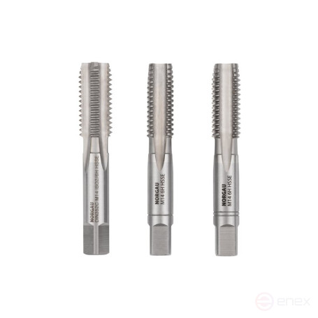 Set of hand taps NORGAU Industrial M14, HSS-E, 3 pieces