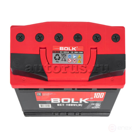 Аккумулятор BOLK Standart 100 А/ч обратный R+ 353x175x190 L5 EN 850 А