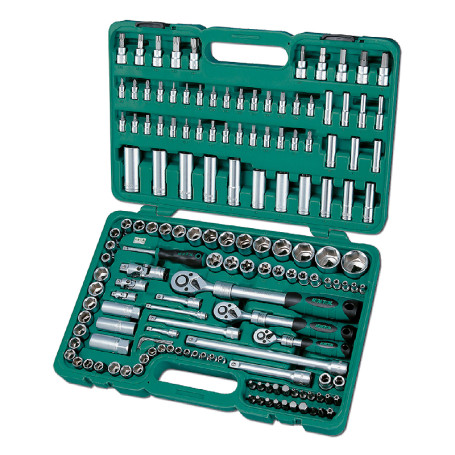 Tool set 1/4", 3/8", 1/2" in a plastic suitcase, 155 items