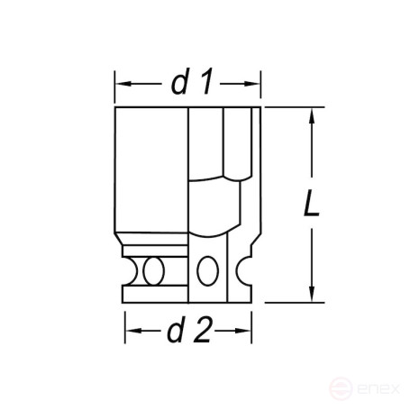Impact end head NORGAU Industrial hexagon elongated 3/4’, 32 mm, N32KL