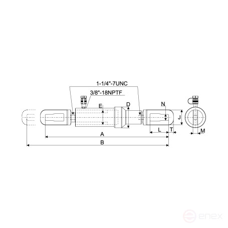 Hydraulic cylinder NORGAU Industrial single-acting coupling 30 t, NCMT30-155