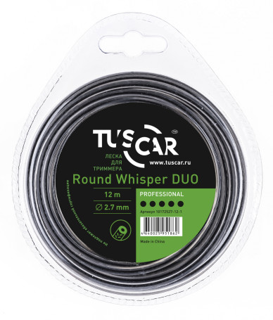 Леска для триммера TUSCAR Round Whisper DUO, Professional, 2.7mm*12m