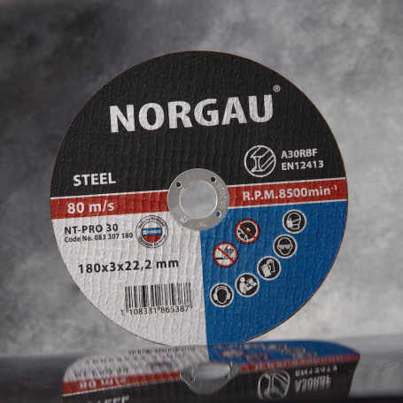 Круг отрезной NORGAU Industrial по стали NT-PRO 30, 180х3х22.2 мм