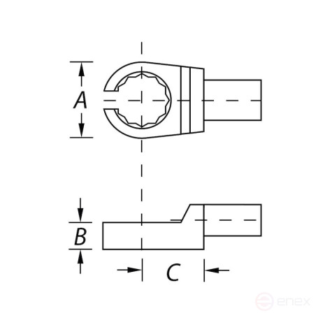 Насадка накидная разрезная NORGAU Industrial для динамометрического ключа 11, прямоугольный привод 9х12