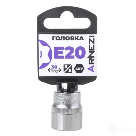 Головка 3/8" внешний TORX Е20, L=30 мм на холдере ARNEZI R0202020