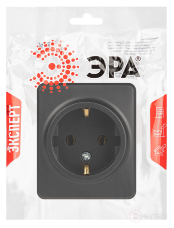 Розетка ЭРА Эксперт 11-2203-05 2P+E Schuko IP20 16A-250В ОУ антрацит