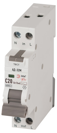 Automatic differential current switch 6kA ERA PRO DM32E2C20AC10 AD-32M electronic 1P+N C20 10mA type AC