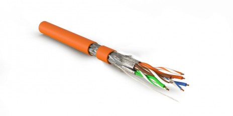 SFTP4-C7-S23-IN-LSZH-OR-500 (500 m) Twisted pair cable, shielded S/FTP, category 7(600MHz), 4 pairs (23 AWG), single core (solid), LSZH (ng(A)-HF), orange