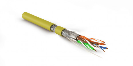 SFTP4-C7A-S23-IN-LSZH-YL-500 (500 m) Twisted pair cable, shielded S/FTP, category 7A (1000MHz), 4 pairs (23 AWG), single core (solid), LSZH (ng(A)-HF), yellow