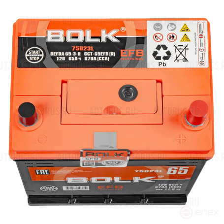 Аккумулятор BOLK EFB ASIA 65 А/ч обратный R+ 232x175x225 D23 EN 670 А