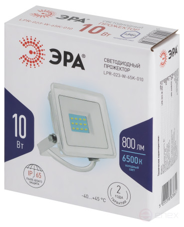 Прожектор светодиодный уличный ЭРА LPR-023-W-65K-010 10Вт 6500K IP65 гарантия 2 года белый