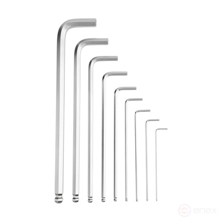 Set of hexagon elongated keys NORGAU Industrial 9 pieces, N42EL-009