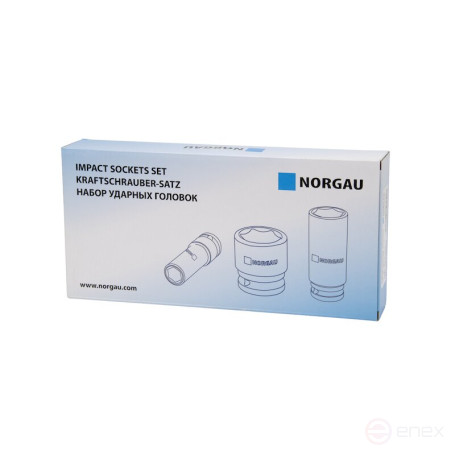 Set of hexagonal impact end heads NORGAU Industrial 1/2", 16 pieces, N19K-016