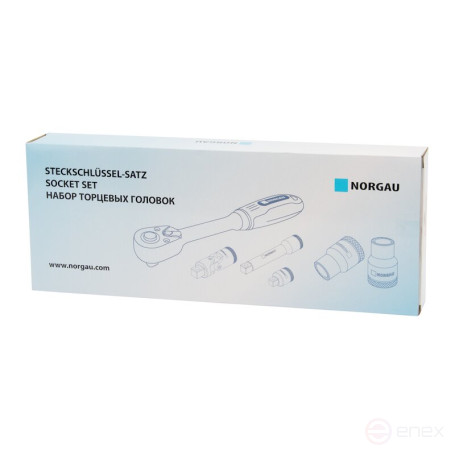 Set of hexagon socket heads NORGAU Industrial with 1/4" accessories, 35 pieces, N2035-S414 in a metal box