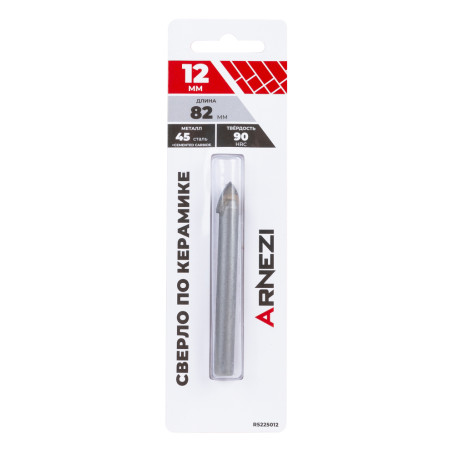 Сверло по керамической плитке, 12x82 мм, цилиндрический хвостовик ARNEZI R5225012