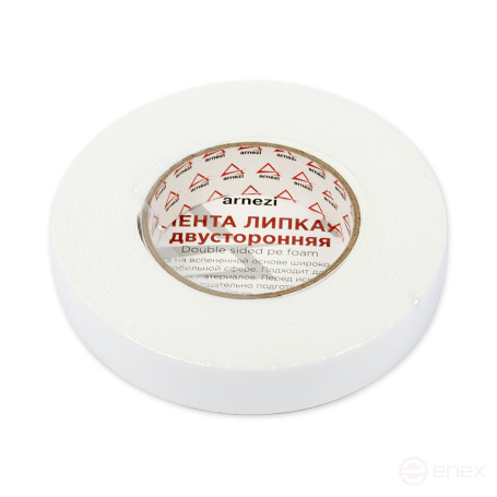 Double-sided adhesive tape 25 mm x 10 m on a foam base, white ARNEZI R8030204