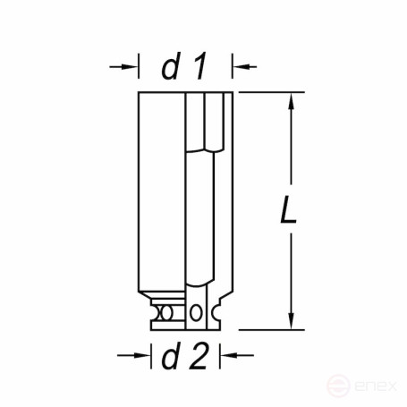 Головка ударная торцевая NORGAU Industrial шестигранная удлиненная 1/2", 13 мм, N19KL-13