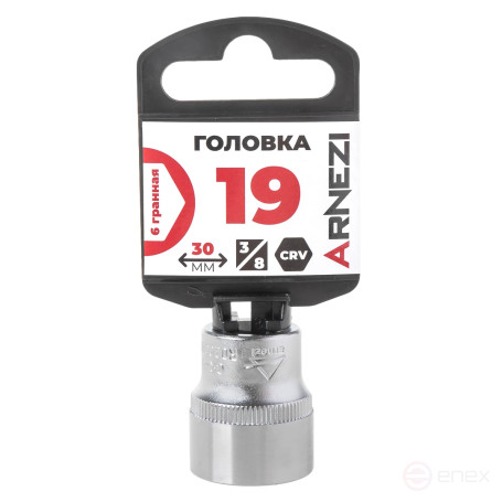 Головка 3/8" 6-и гр. 19мм, L=30 мм на холдере Arnezi R0200019