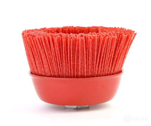 Nylon cup brush D125*M14, pile polymer abrasive P80 on wood for UPM USM (Bulgarian) (9-001)