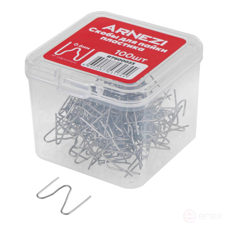 Скобы для пайки пластика 0.6 мм M-образные 100шт ARNEZI R7600023