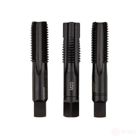 Комплект ручных метчиков NORGAU Industrial M20, HSS-Е/VAP, DIN 352, 3 предмета