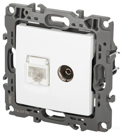Розетка ЭРА Серия 12 12-3110-01М комбинированная RJ45+TV, белый матовый