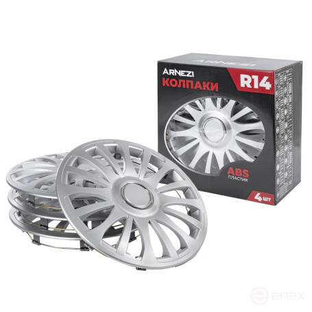 Колпаки R14 Sapphire 4шт (серебристые) ABS-пластик ARNEZI A0702033