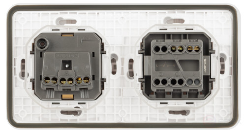 Socket block with switch ERA Expert 11-7521-01 IP55 16A-10AX-250V Horizon. SU white