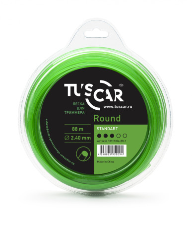 Леска для триммера TUSCAR Round, Standart, 2.4mm*88m