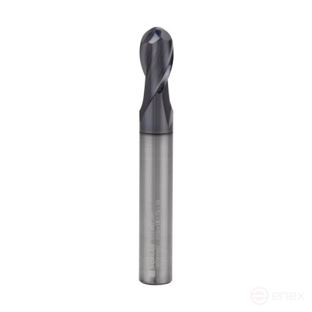 End mill NORGAU Industrial spherical 10 mm, Z2, VHM/AlCrSiN