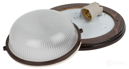 Светильник ЭРА НБО 03-60-021 Кантри дерево/стекло IP54 E27 max 60Вт D220 круг орех