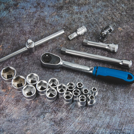 Набор шестигранных торцевых головок NORGAU Industrial с аксессуарами 3/8", 22 предмета, N3022-S622 в металлическом ящике