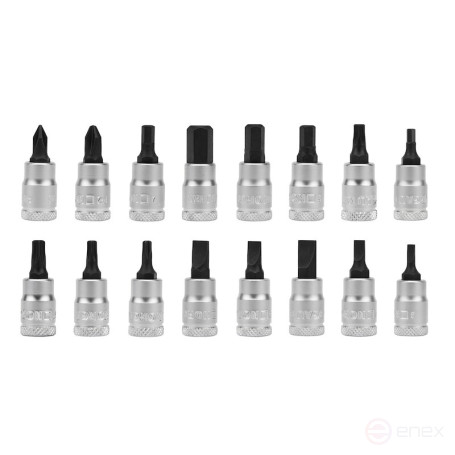 Set of hexagon socket heads NORGAU Industrial with 1/4" accessories, 35 pieces, N2035-S414 in a metal box