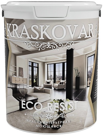 Kraskovar ECO RESIST interior paint is a moisture-resistant, washable base With 0.9 liters.