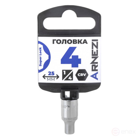 Головка 1/4" Super Lock 4 мм L=25 мм, на холдере Arnezi R0020004