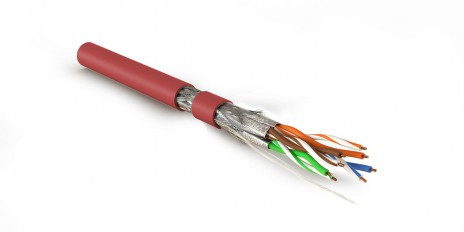 SFTP4-C7A-S23-IN-LSZH-RD-500 (500 m) Twisted pair cable, shielded S/FTP, category 7A (1000MHz), 4 pairs (23 AWG), single core (solid), LSZH (ng(A)-HF), red