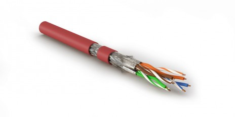 SFTP4-C8.1-S23-IN-LSZH-RD-500 (500 m) Twisted pair cable, shielded S/FTP, Category 8.1 (Class I, 2000MHz), 4 pairs (23 AWG), single core (solid), LSZH (ng(A)-HF), -40°C – +80°C, red