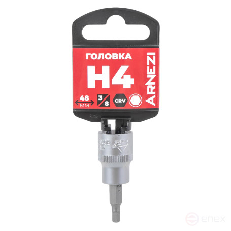 Головка 3/8" со вставкой HEX H4, L48 мм на холдере ARNEZI R0204304