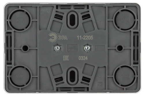 Розетка ЭРА Эксперт 11-2205-03 двойная с заземлением 2х2P+E Schuko IP20 16A-250В ОУ алюминий